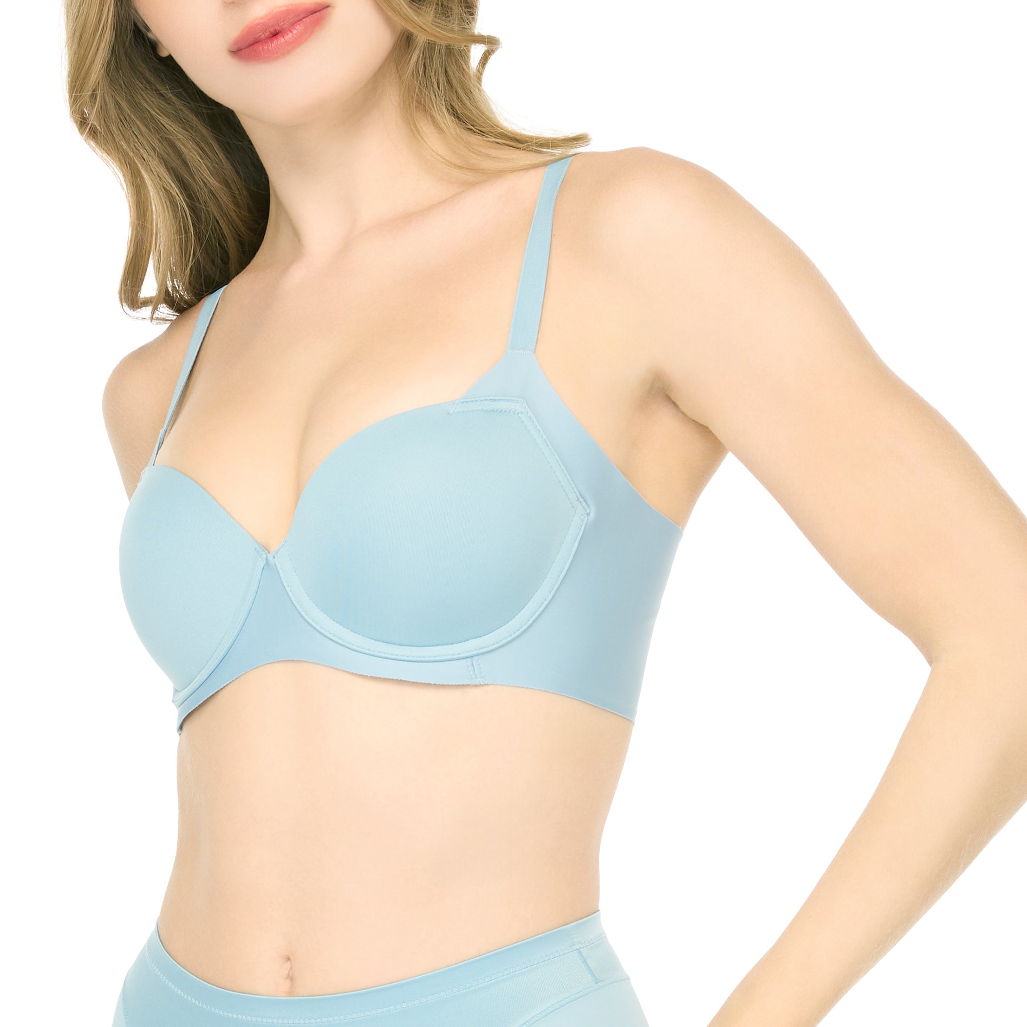 Wacoal บรามีโครงเก็บกระชับ สาวคัพใหญ่ รุ่น WB7914 สีฟ้าอ่อน (PE)