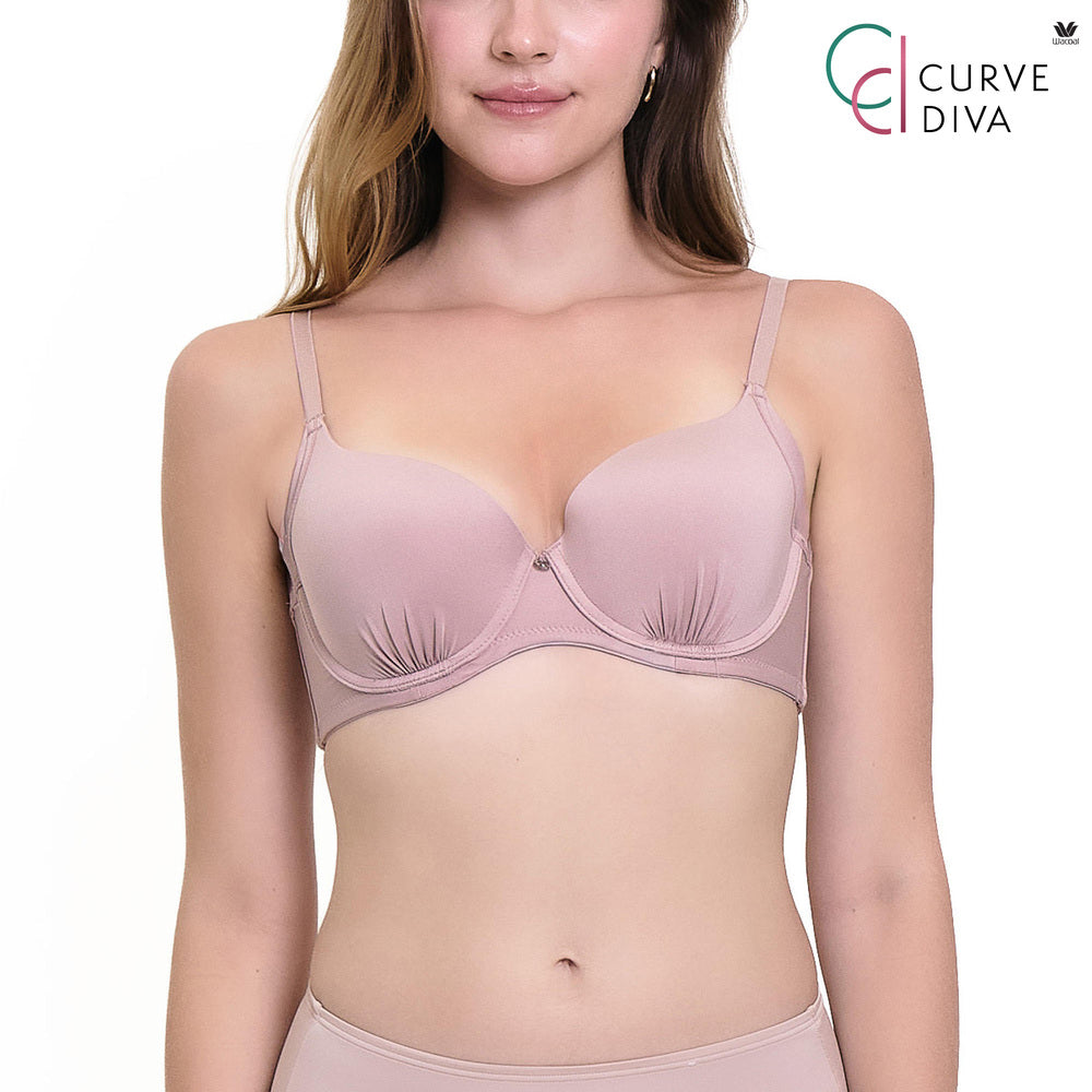 Wacoal Curve Diva บรามีโครงเก็บกระชับ สาวคัพใหญ่ รุ่น WB7990/WQ1865 สีเบจ (BE)