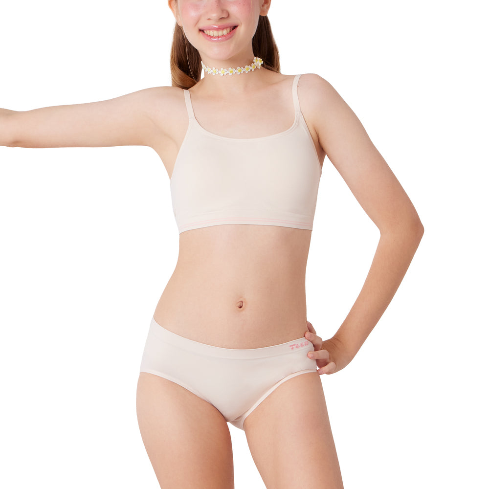 Wacoal Teen ชุดชั้นในสำหรับวัยใส บราไร้โครง รุ่น WBT129 เข้าคู่ กางเกงในสำหรับวัยใส รุ่น MUT128 สีเบจ (BE)