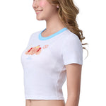 Wacoal Teen x Plaifah.postcard T-shirt with sleeves for teenagers, printed with cartoon pattern, model WH3A14, white (WH)