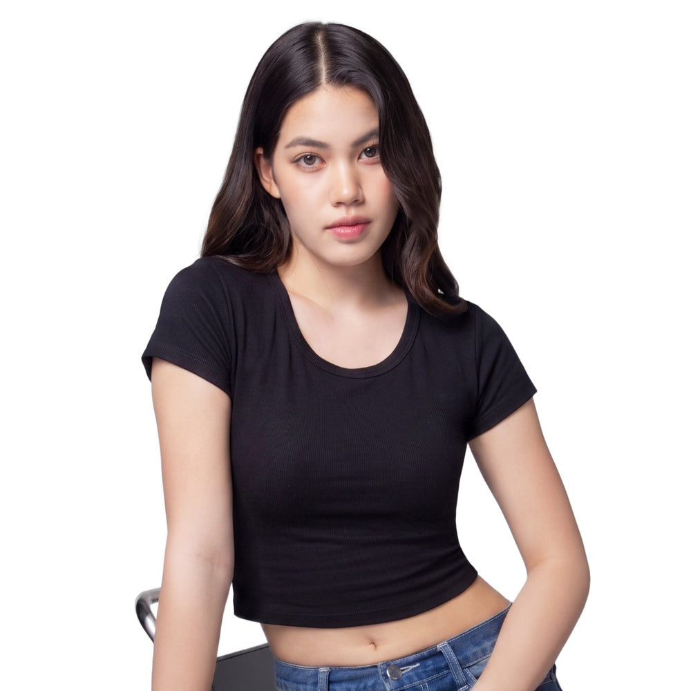 Wacoal Bratop เสื้อยืดแขนสั้นมีบรา รุ่น WH4A15 สีดำ (BL)