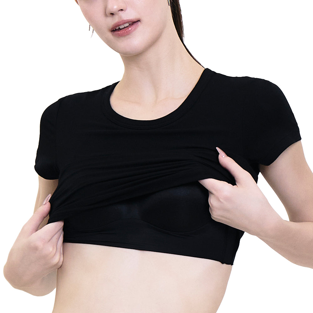 Wacoal Bratop เสื้อยืดแขนสั้นมีบรา รุ่น WH4A15 สีดำ (BL)