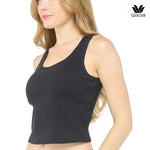 Wacoal Bra Tops, tank top with built-in bra, round neck and back design, model WH4C17, black (BL)