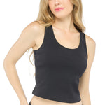 Wacoal Bra Tops, tank top with built-in bra, round neck and back design, model WH4C17, black (BL)