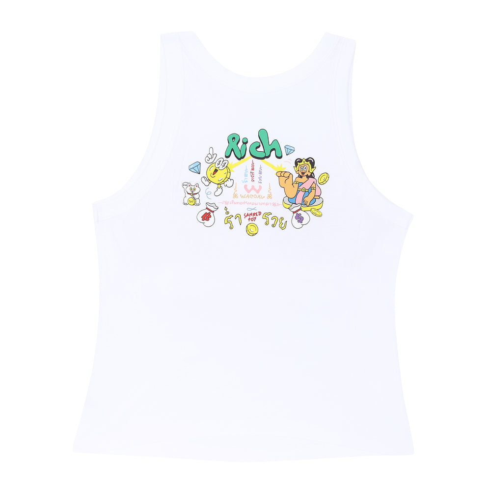 Wacoal X Sahred Toy Bra Top เสื้อกล้ามมีบรา ลายร่ำรวยเงินทอง (RICH) รุ่น WH4N25 สีขาว (WH)