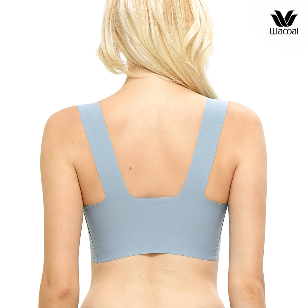 Wacoal ชุดชั้นเนียน บราไร้โครง บราสวมหัวคอวี รุ่น WH9E12 สีฟ้า (MS)