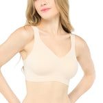 Wacoal smooth underwear set, non-wired bra, V-neck, padded, model WH9E25, beige (BE)