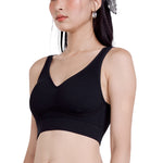 Wacoal Mood Comfy short tank top with built-in bra, model WH9M36, black (BL)