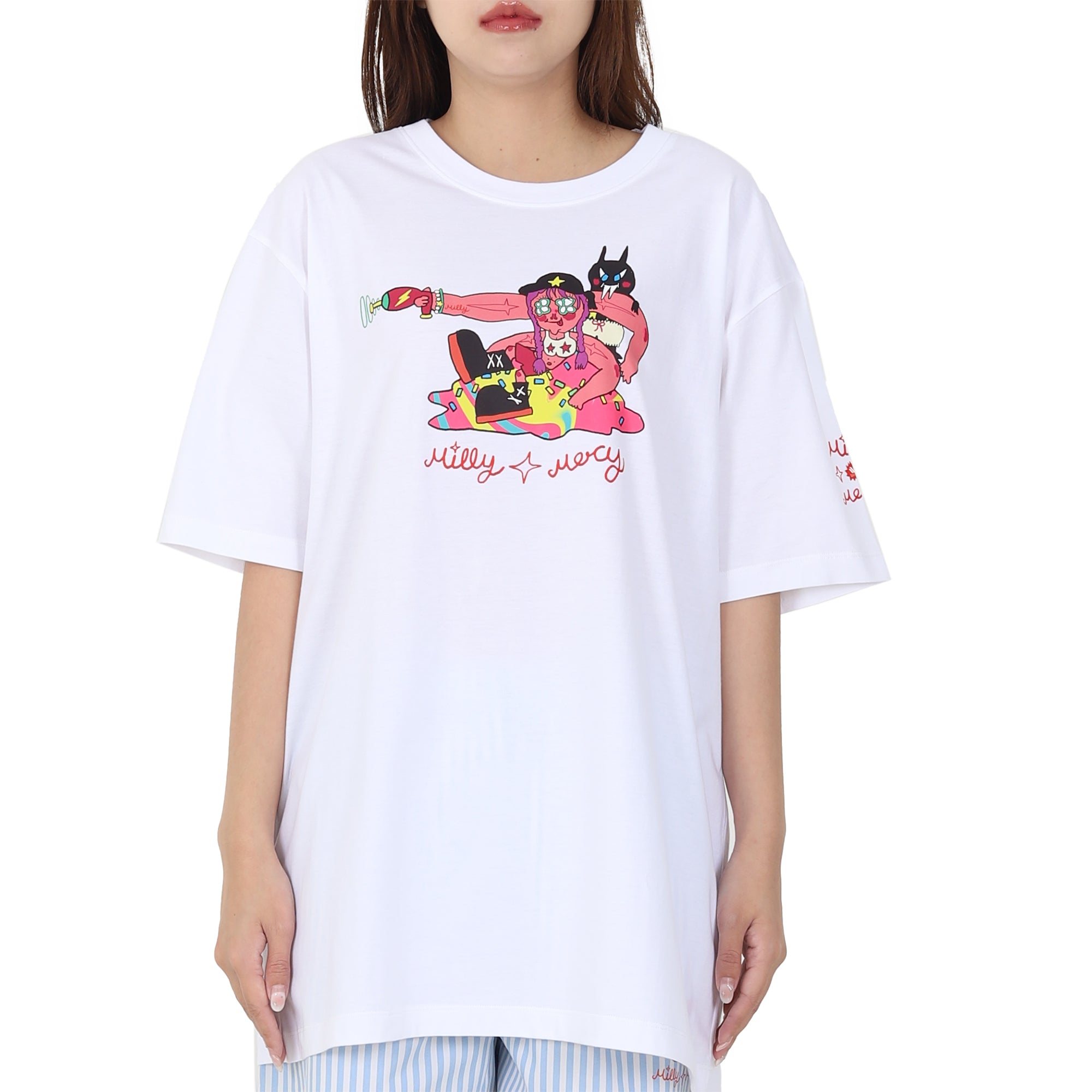 Wacoal X Milly & Mercy เสื้อยืด Oversized รุ่น WN3D12 สีขาว (WH)