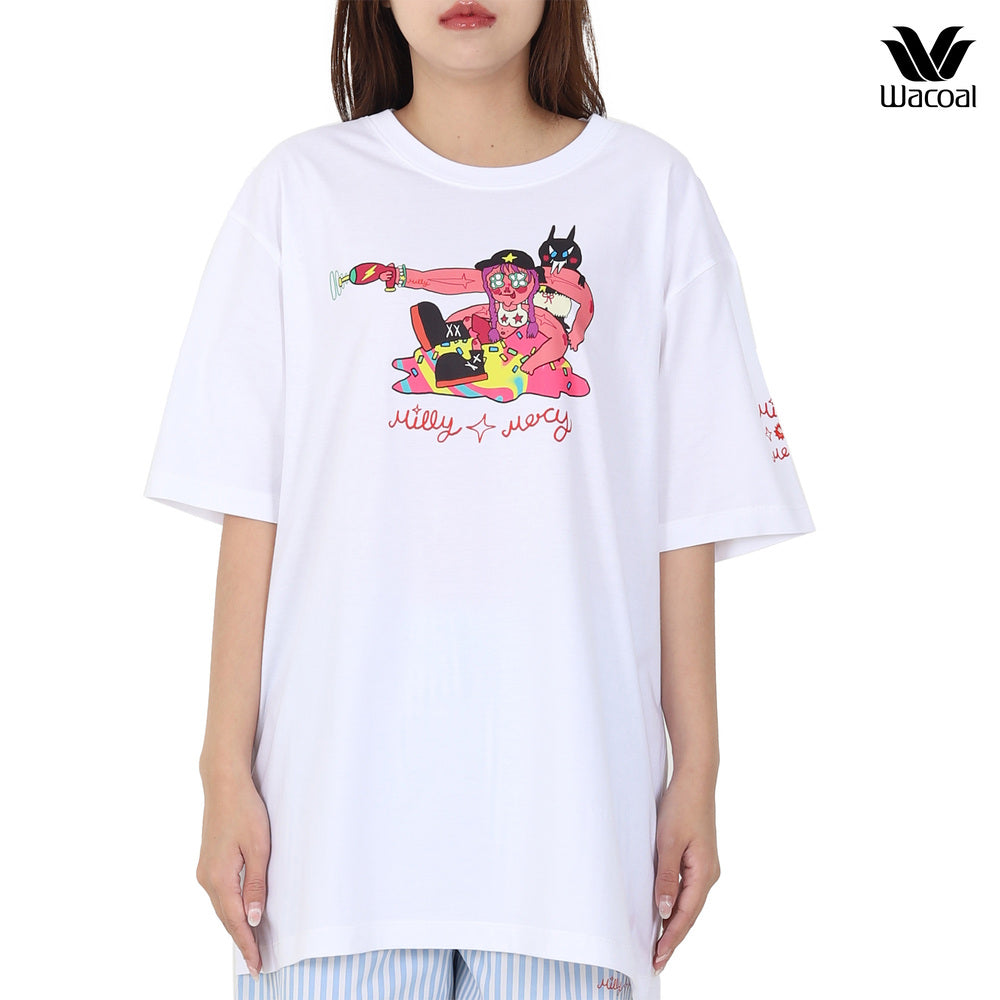 Wacoal X Milly & Mercy เสื้อยืด Oversized รุ่น WN3D12 สีขาว (WH)