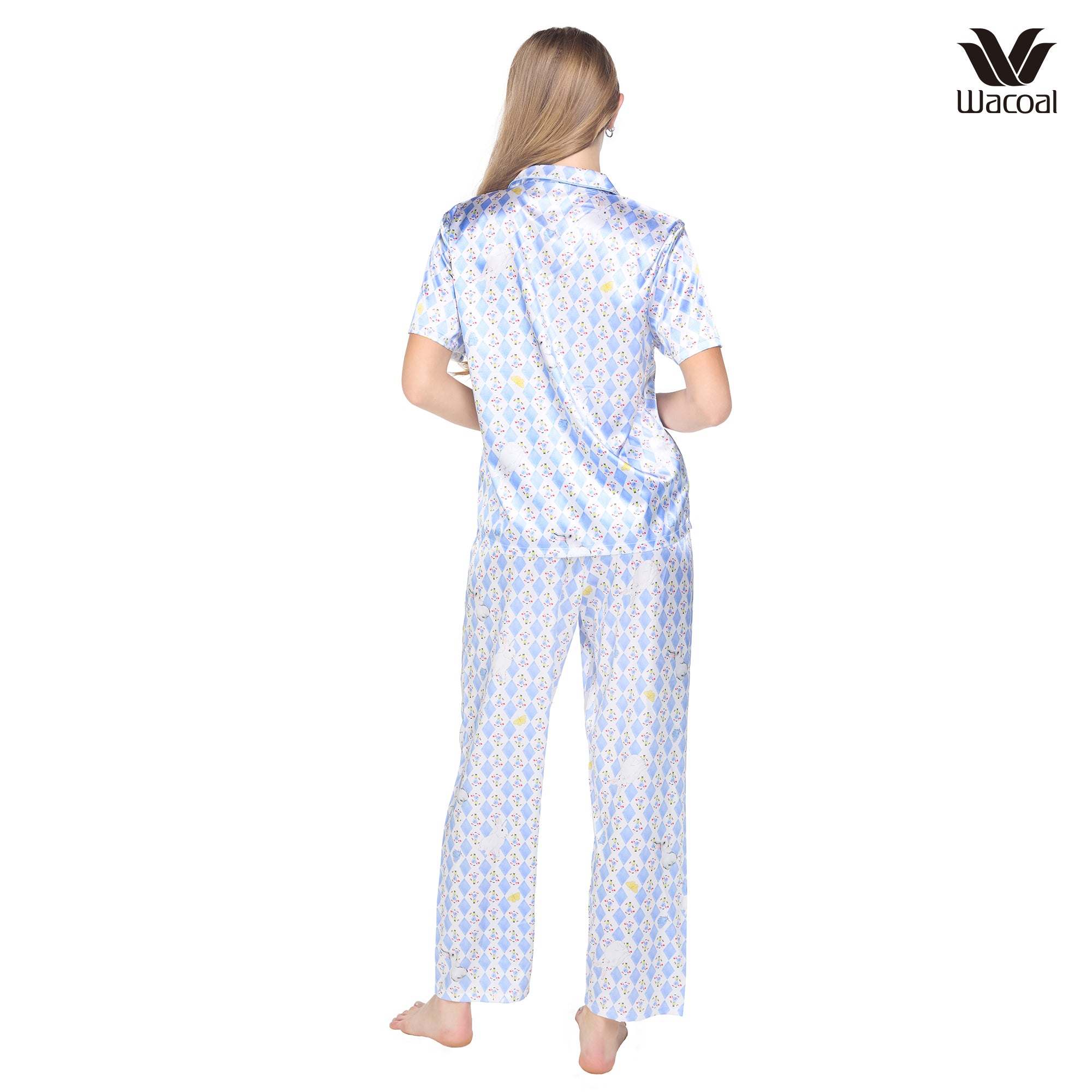 Wacoal X Meraki Alice Collection เซทชุดนอนกันโป๊แขนสั้น ขายาว ลายกระต่ายขาว รุ่น WN7D31 สีฟ้า (SX)