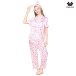 Wacoal X Meraki Alice Collection เซทชุดนอนกันโป๊แขนสั้น ขายาว ลายอลิซ รุ่น WN7D33 สีชมพู (PI)