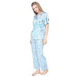 Wacoal X Meraki Alice Collection Modest Sleepwear Set, Short-Sleeve & Long Pants, Alice Pattern, Model WN7D33, Blue (SX)