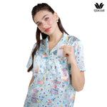 Wacoal Millie & Friends Circat Collection, anti-exposure pajamas, short-sleeved shirt, shorts, model WN7D40