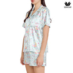 Wacoal Millie & Friends Circat Collection, anti-exposure pajamas, short-sleeved shirt, shorts, model WN7D40