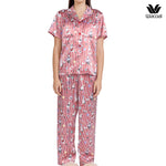 Wacoal Millie & Friends Circat Collection ชุดนอนกันโป๊ รูปแบบเสื้อแขนสั้น กางเกงขายาว ลายริ้ว รุ่น WN7D41 สีแดง (RE)