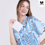 Wacoal Millie & Friends Circat Collection ชุดนอนกันโป๊ รูปแบบเสื้อแขนสั้น กางเกงขาสั้น ลายริ้ว รุ่น WN7D42 สีฟ้า (BU)