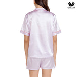 Wacoal Millie & Friends Circat Collection ชุดนอนกันโป๊ รูปแบบเสื้อแขนสั้น กางเกงขาสั้น รุ่น WN7D43 สีม่วง (LG)