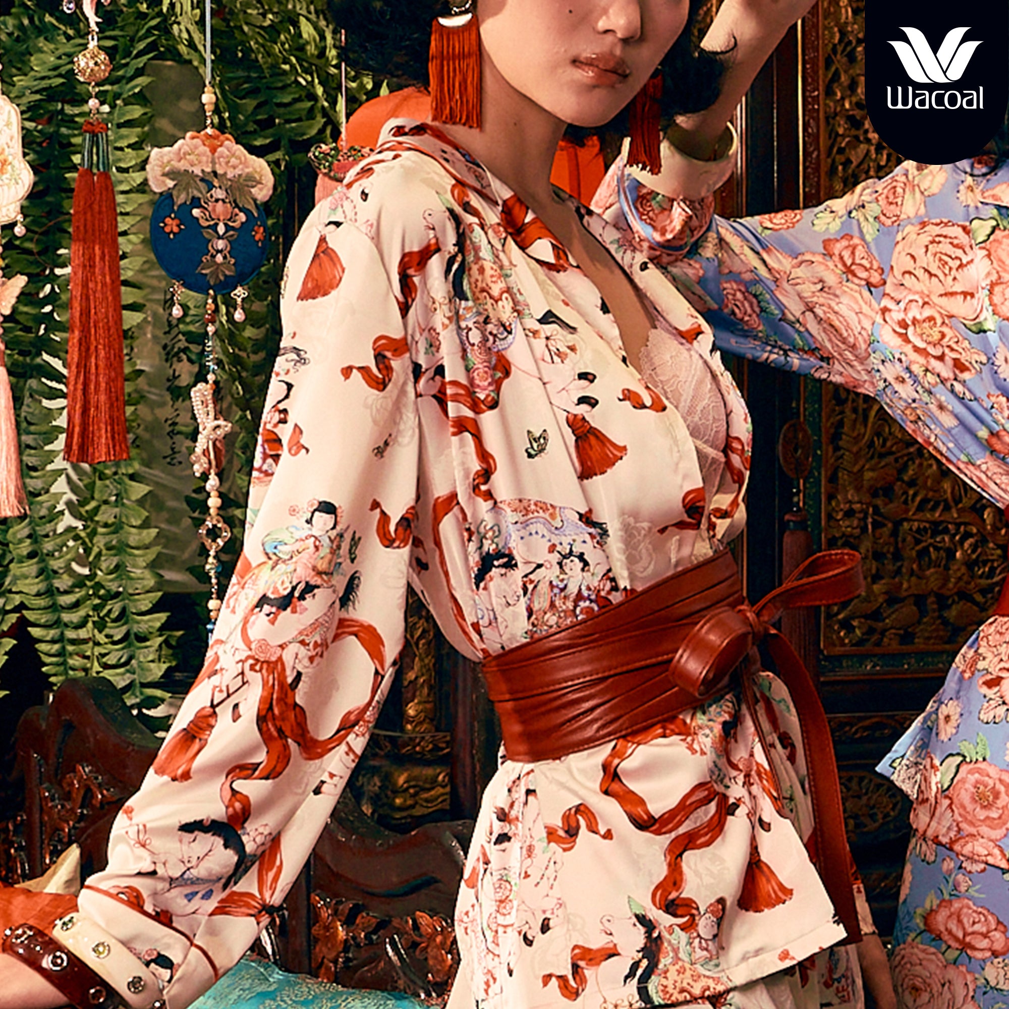 Wacoal X Phannapast ชุดนอนรูปแบบเสื้อแขนยาว กางเกงขาสั้น รุ่น WN7D59 สีครีม (CR)