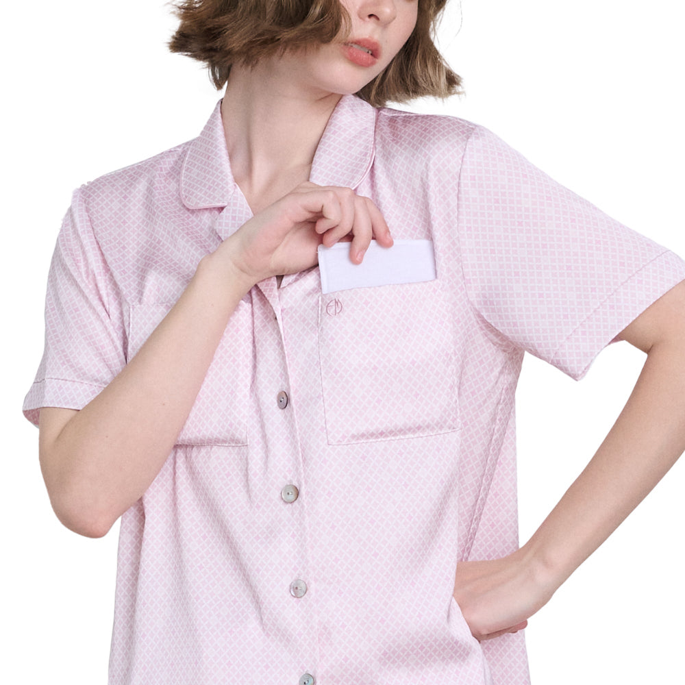 Wacoal Urban comfort ชุดนอนผ้าซาติน แขนสั้น ขาสั้น รุ่น WN7V27 สีชมพู (PI)