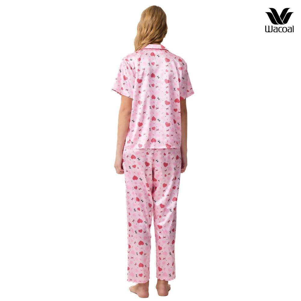 Wacoal Valentine Collection ชุดนอนกันโป๊ แขนสั้น ขายาว รุ่น WN7V30 สีชมพู (PI)