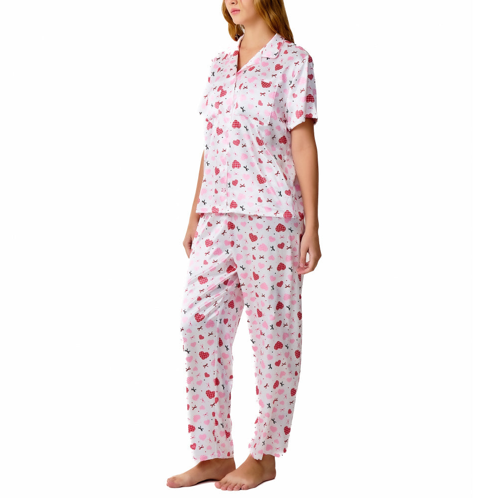 Wacoal Valentine Collection ชุดนอนกันโป๊ แขนสั้น ขายาว รุ่น WN7V30 สีขาว (WH)