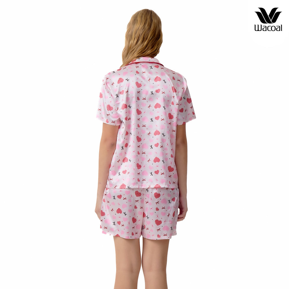 Wacoal Valentine Collection ชุดนอนกันโป๊ แขนสั้น ขาสั้น รุ่น WN7V31 สีชมพู (PI)