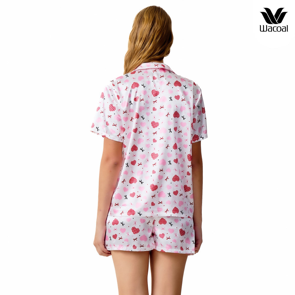 Wacoal Valentine Collection ชุดนอนกันโป๊ แขนสั้น ขาสั้น รุ่น WN7V31 สีขาว (WH)