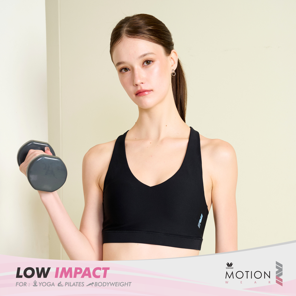 Wacoal Motion Wear บราออกกำลังกายแบบสวมหัว รุ่น WR3215 สีดำ (BL)