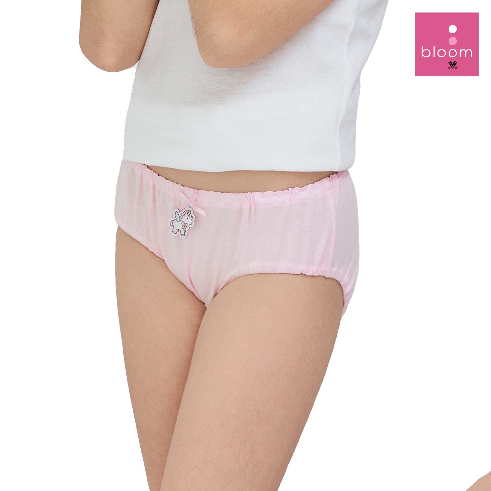 Wacoal Bloom Panty กางเกงในร้อยยางสำหรับเด็ก Pack 3 ชิ้น รูปแบบ Half รุ่น WU6A33 สีชมพู (PI)