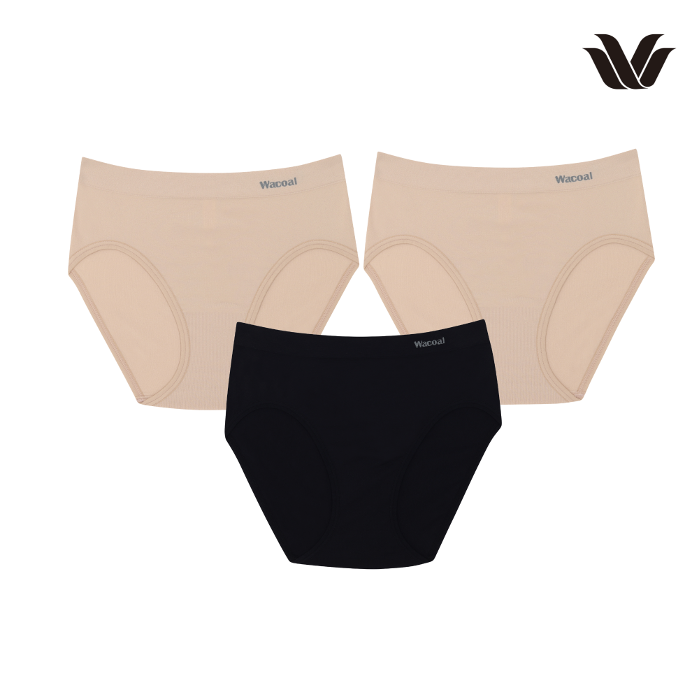 Wacoal Body Seamless Panty กางเกงในรุ่น WU3C23/WU8323 (แพค 3 ชิ้น) คละสี (BE)