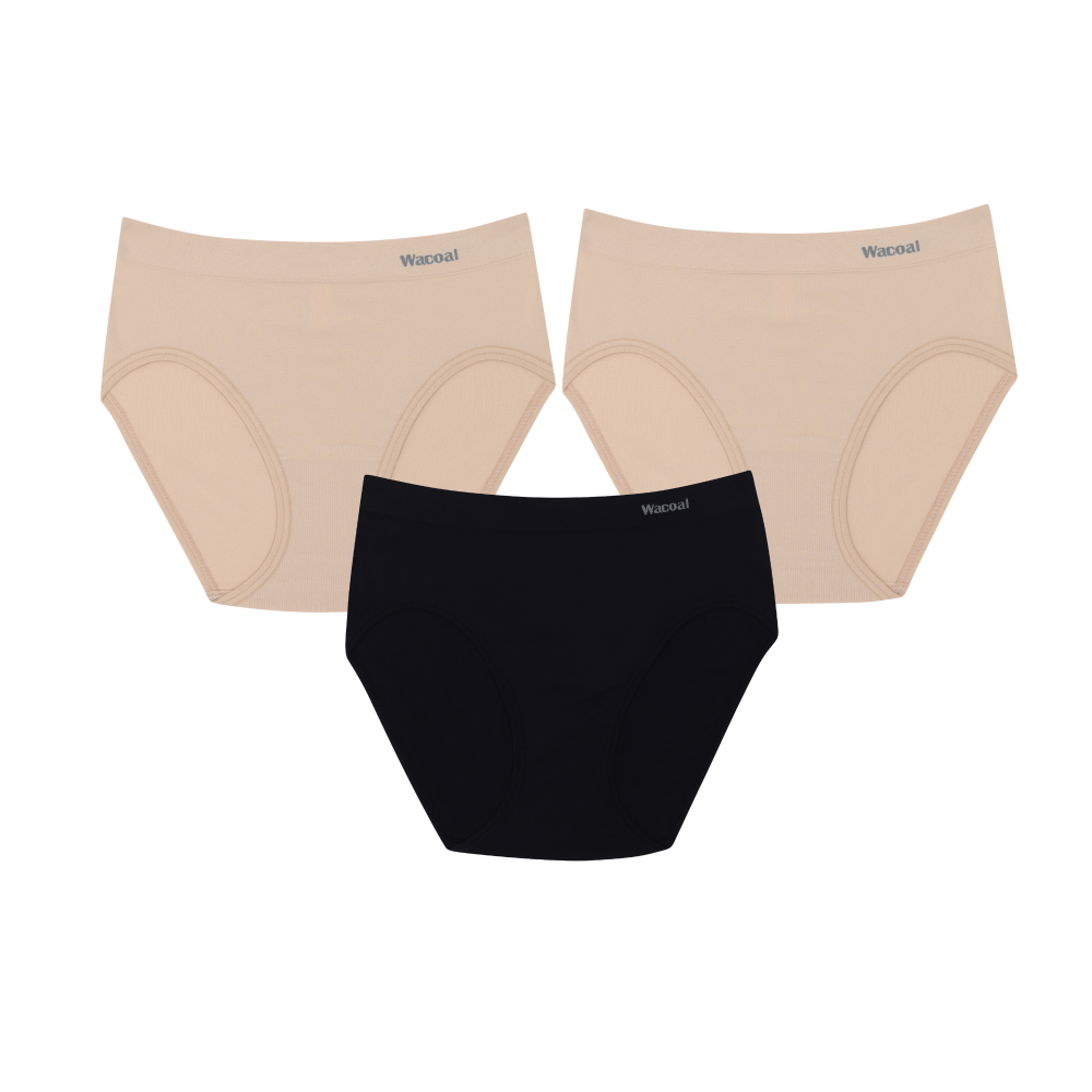 Wacoal Body Seamless Panty กางเกงในรุ่น WU3C23/WU8323 (แพค 3 ชิ้น) คละสี (BE)