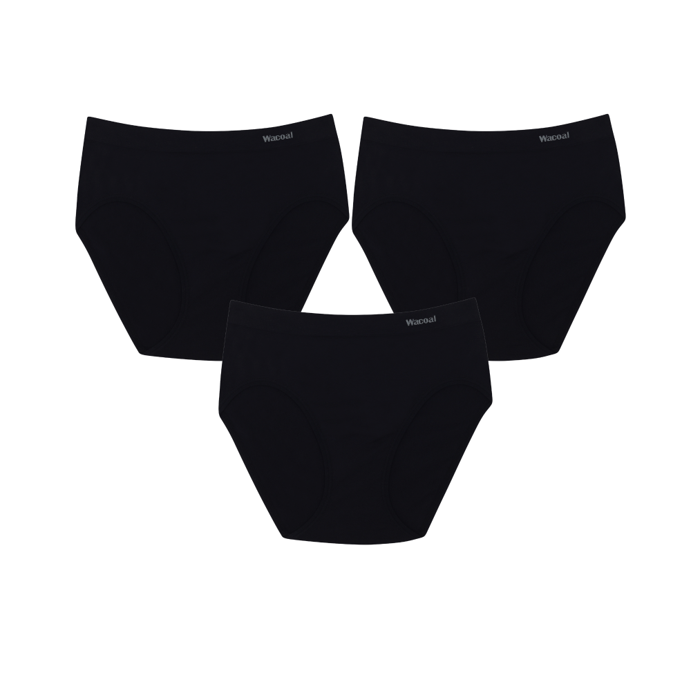 Wacoal Body Seamless Panty กางเกงในรุ่น WU3C23/WU8323 (แพค 3 ชิ้น) สีดำ (BB)