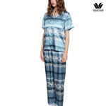 Wacoal Any Thai Any Where Collection วาโก้ ชุดนอนกันโป๊ รูปแบบเสื้อแขนสั้น กางเกงขายาว พิมพ์ลายช้าง รุ่น WN7V10 สีน้ำเงิน (BU)