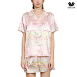 Wacoal Any Thai Any Where Collection Wacoal anti-exposure pajamas, short-sleeved shirt, shorts, elephant print, model WN7V11, light pink (LP)