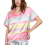 Wacoal Any Thai Any Where Collection Wacoal anti-exposure pajamas, short-sleeved shirt, shorts, elephant print, model WN7V11, pink (PI)