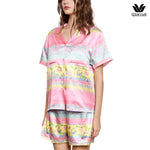 Wacoal Any Thai Any Where Collection Wacoal anti-exposure pajamas, short-sleeved shirt, shorts, elephant print, model WN7V11, pink (PI)