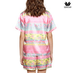 Wacoal Any Thai Any Where Collection Wacoal anti-exposure pajamas, short-sleeved shirt, shorts, elephant print, model WN7V11, pink (PI)
