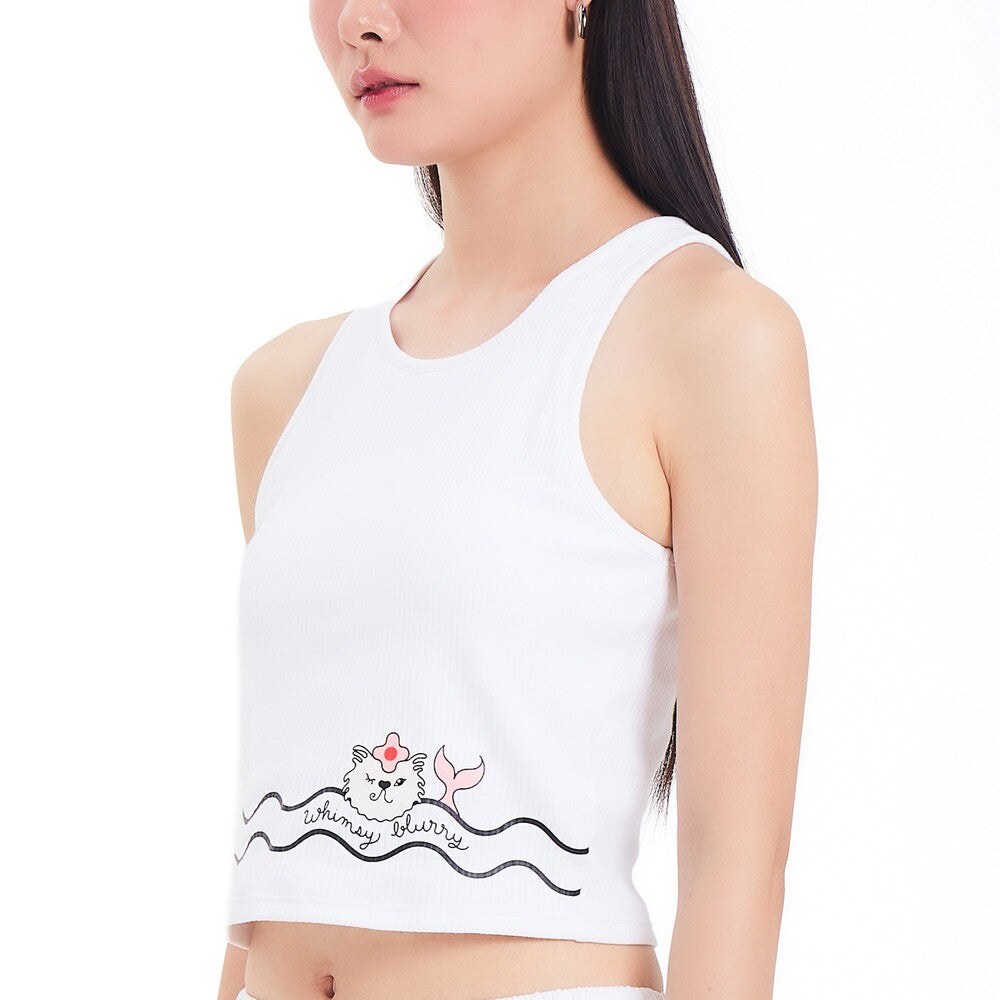 Wacoal Styled by Whimsy Blurry เซ็ตเสื้อสายเดี่ยวเสริมบราพร้อมกางเกงขาสั้น รุ่น WN9D12 สีขาว (WH)