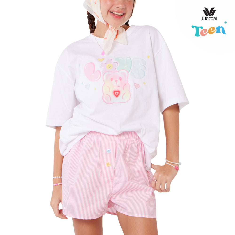 Wacoal Teen เสื้อยืด Oversize พร้อมกางเกงบ็อกเซอร์เข้าชุด รุ่น WV9G03 สีชมพู (PI)