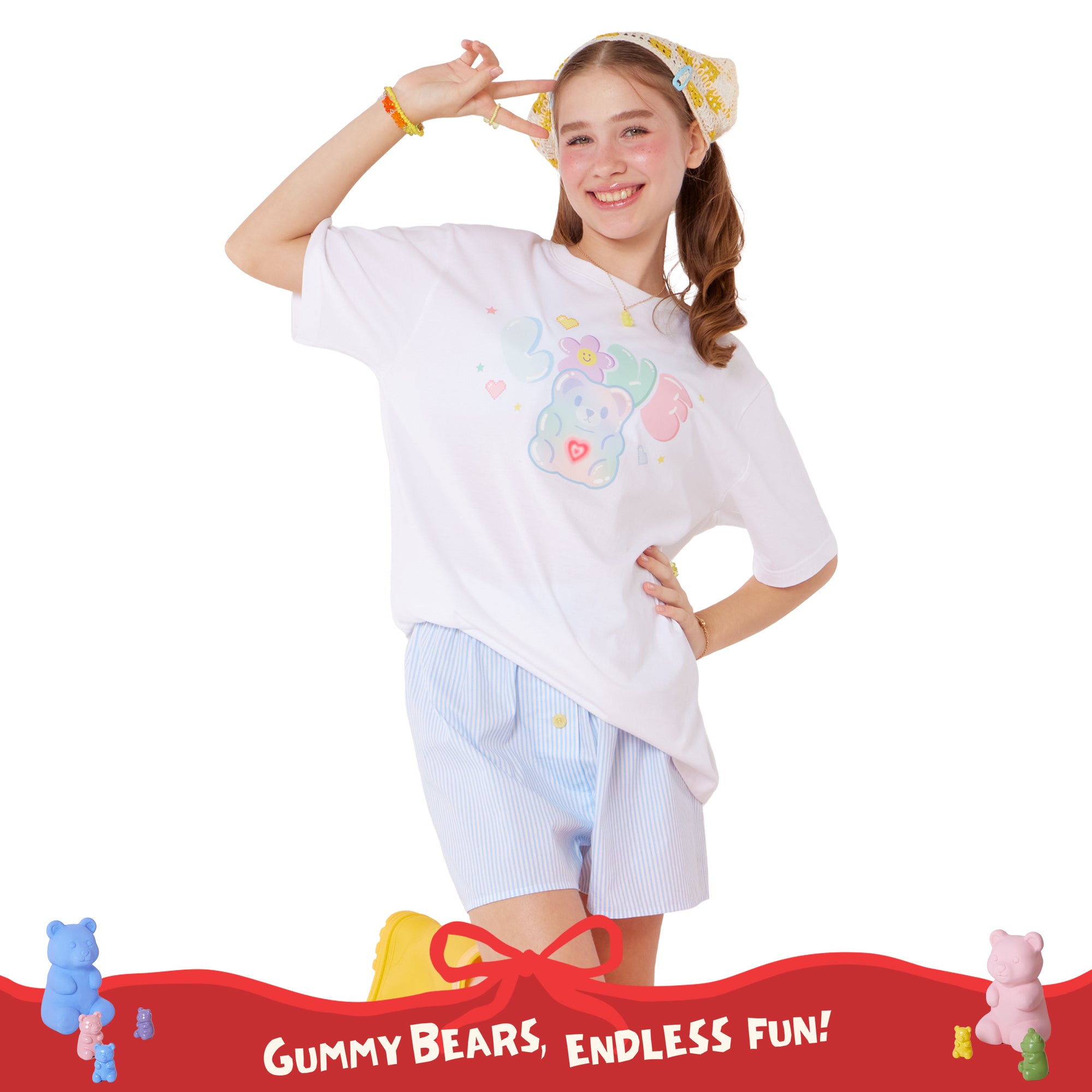 Wacoal Teen เสื้อยืด Oversize พร้อมกางเกงบ็อกเซอร์เข้าชุด รุ่น WV9G03 สีฟ้า (SX)