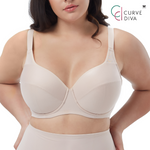 Wacoal Curve Diva Big bra for plus size girls, model WXQ301, beige color (BE)