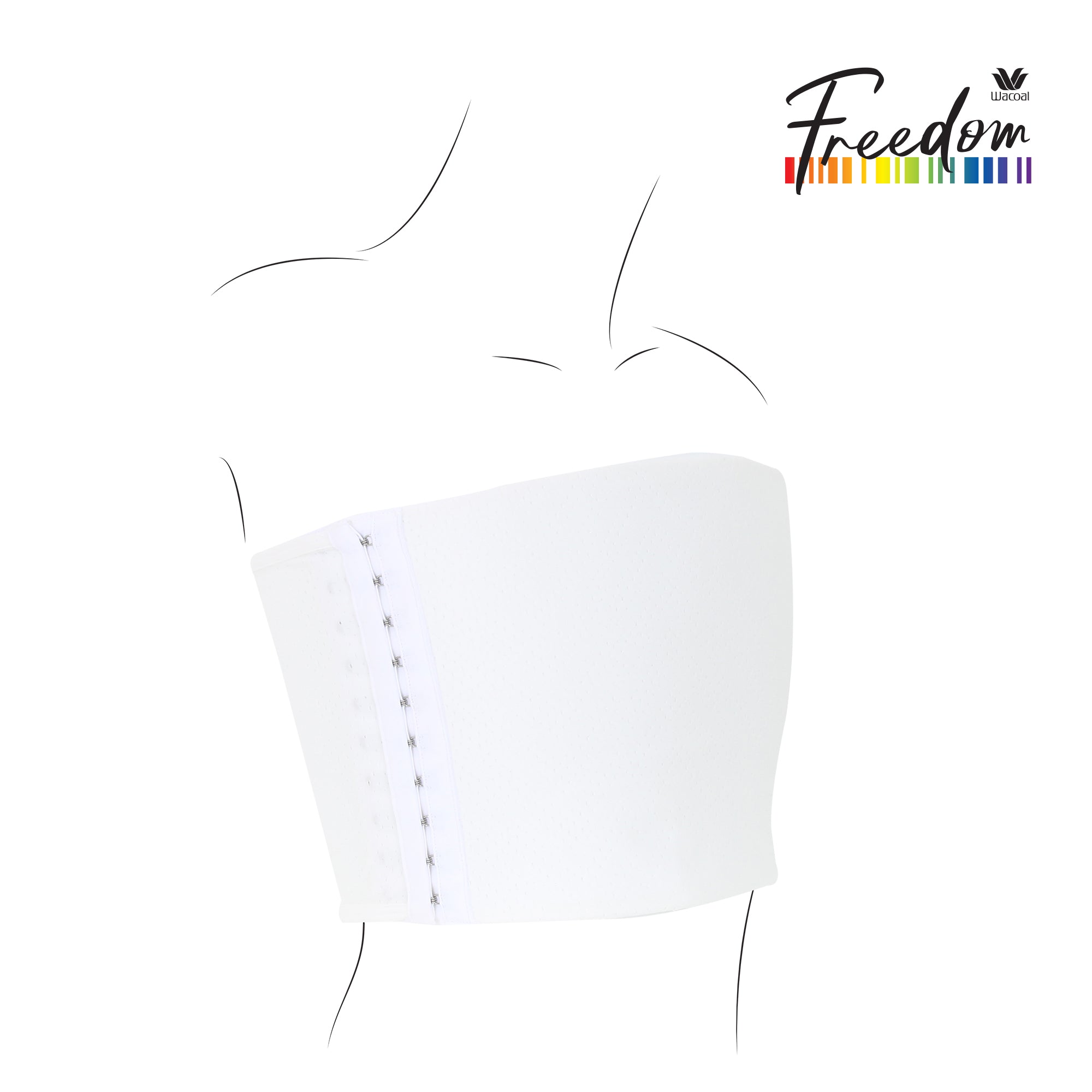 Wacoal FREEDOM ผ้าแถบกระชับอกแบบครึ่งตัวตะขอด้านข้างรุ่น WXT102 สีขาว (WH)