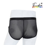 Wacoal Freedom กางเกงในชาย bikini เรียบเนียน กระชับ ผ้าทอลายตาข่ายรุ่น WXU301 สีดำ (BL)