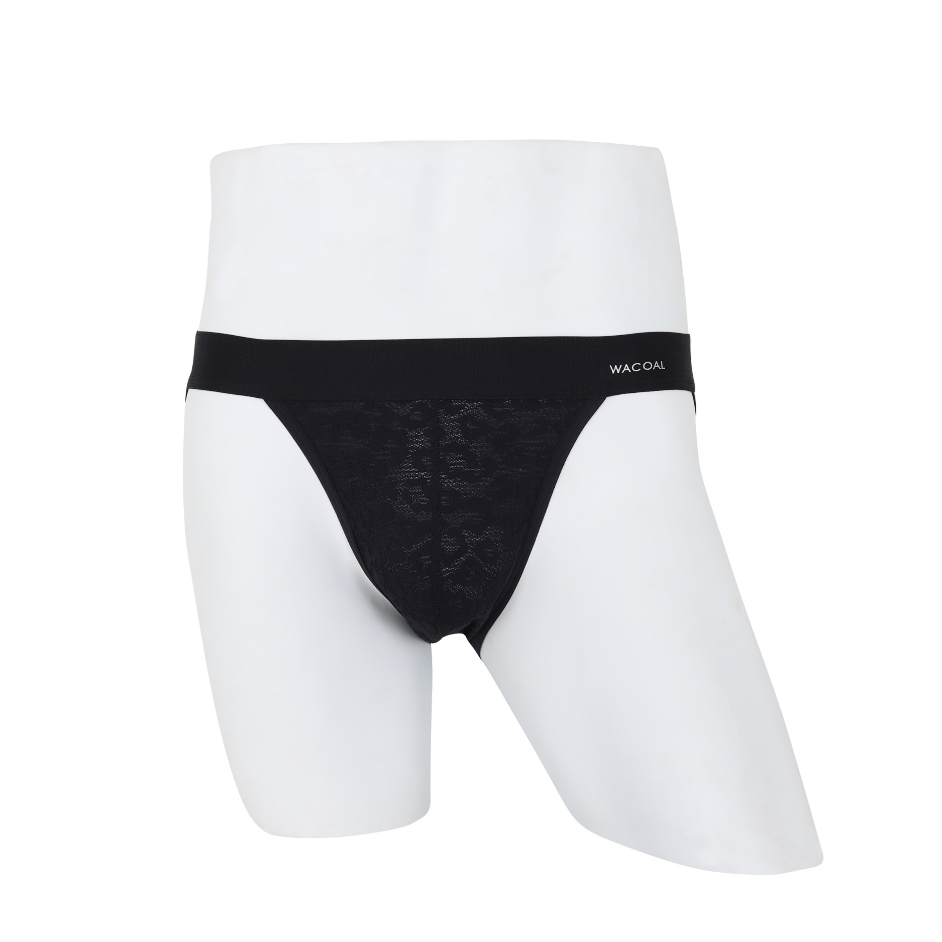 Wacoal กางเกงในผู้ชาย FASHION SEE THROUGH (high-cut lace briefs) รุ่น WXU304 สี ดำ (BL)