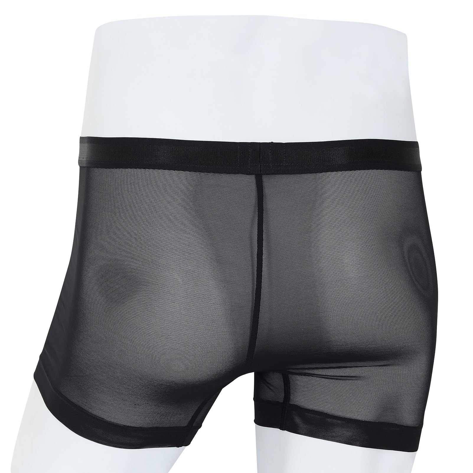 Wacaol กางเกงในผู้ชาย Boxer See-Through Lace แต่งลูกไม้ รุ่น WXU401 สีดำ (BL)