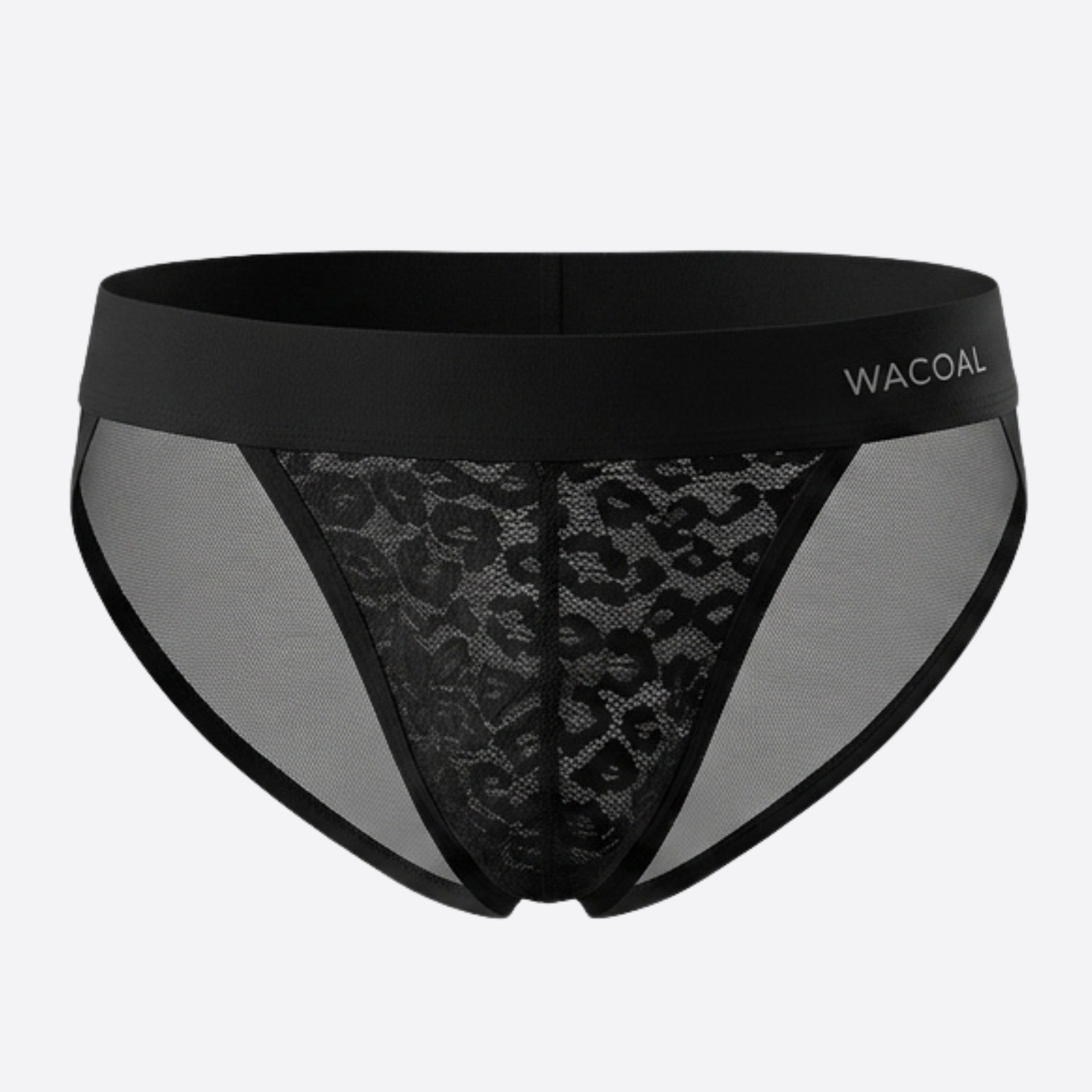 Wacoal กางเกงในผู้ชาย FASHION SEE THROUGH (high-cut lace briefs) รุ่น WXU304 สี ดำ (BL)