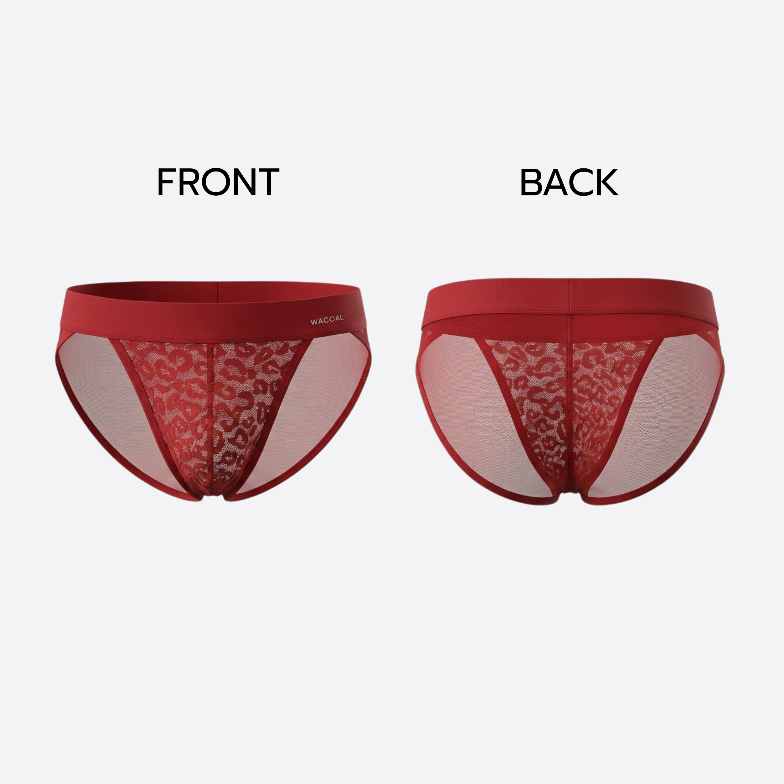 Wacoal กางเกงในผู้ชาย FASHION SEE THROUGH (high-cut lace briefs) รุ่น WXU304 สีแดง (RE)