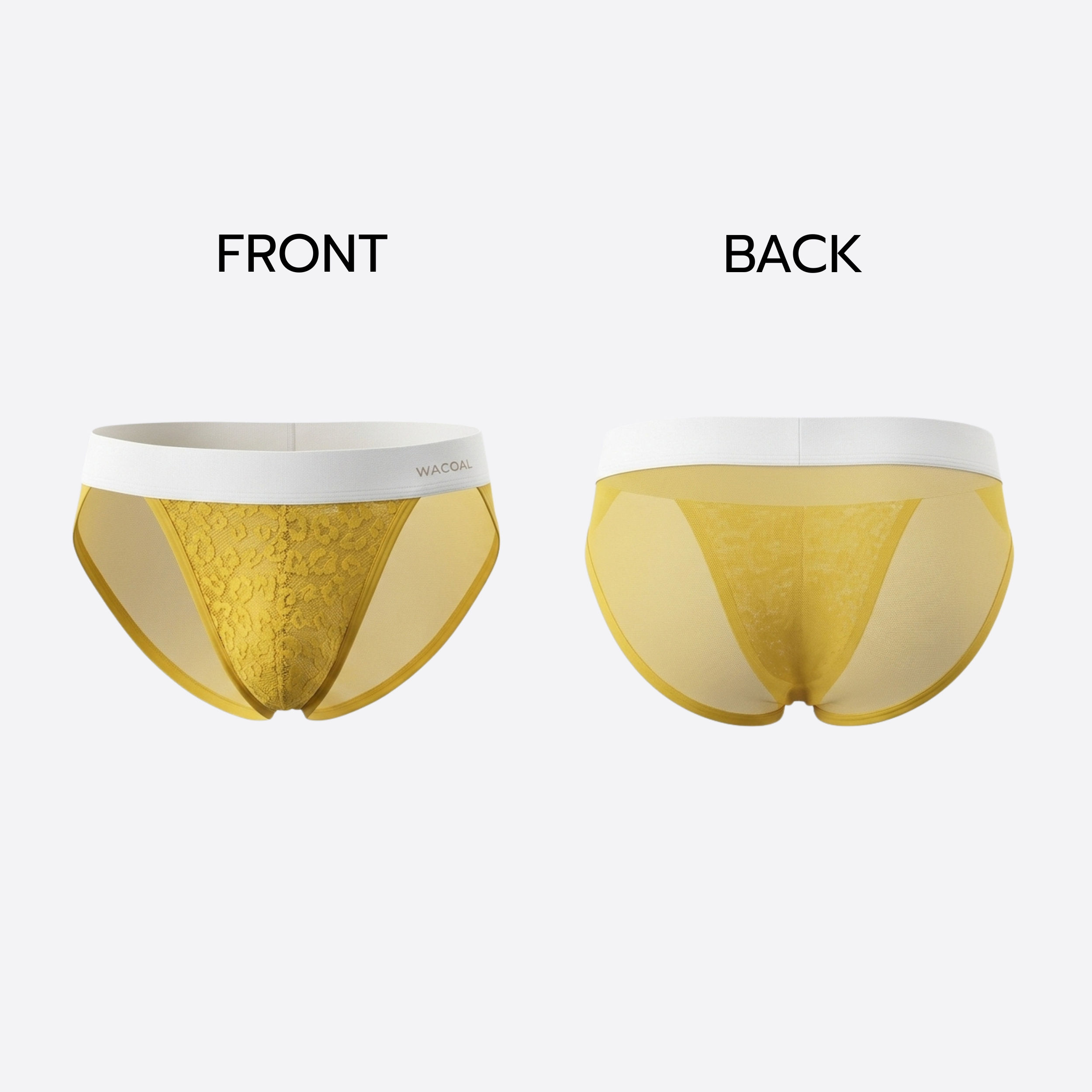 Wacoal กางเกงในผู้ชาย FASHION SEE THROUGH (high-cut lace briefs) รุ่น WXU304 สี เหลืองมัสตาร์ด (MT)