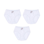 Wacoal Bloom Panty, rubber underwear for children, Pack of 3 pieces, Half style, model WU6A33, white (WH)